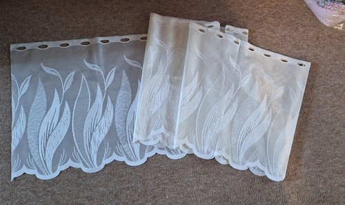 Cream jacquard net curtains - jacquard,