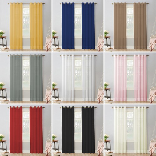 Pair sheer plain voile - sheer,