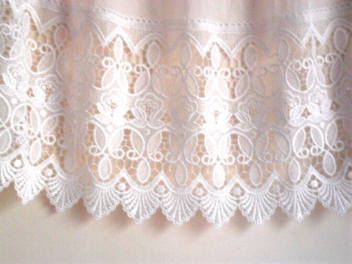 White pleated net curtain lace - net,
