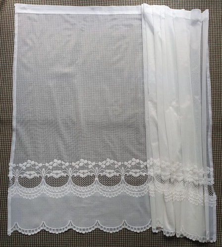 Net curtain embroidered - net,