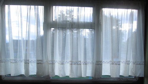 Large cream net curtain - large, curtain.
