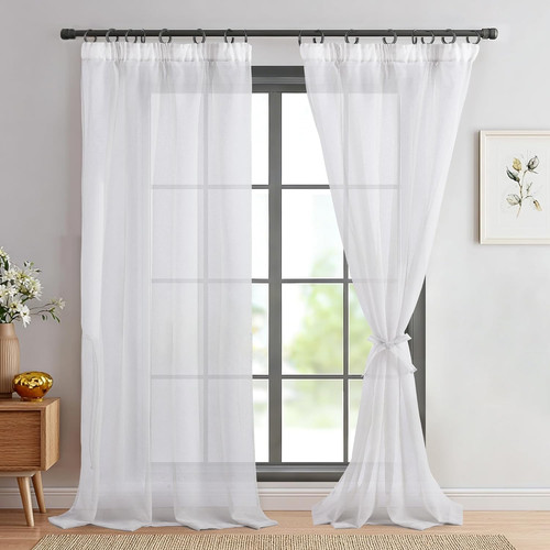 White sheer curtains - white,